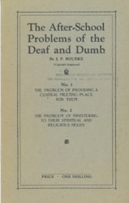 Booklet, The After-School Problems of the Deaf and Dumb
