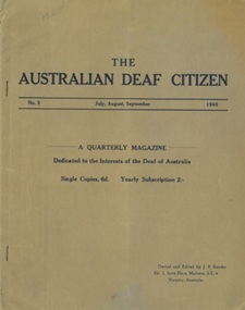 Newsletter, The Australian Deaf Citizen No. 3 Jul-Aug-Sep 1940
