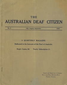 Newsletter, The Australian Deaf Citizen No. 3 Jul-Aug-Sep 1940