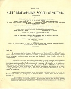 Letter c. 1931, Adult Deaf and Dumb Society Letter in Response  to Hostility Towards the Superintendent