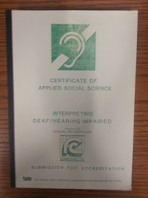 Book, Certificate of Applied Social Science - Interpreting Deaf/Hearing Impaired