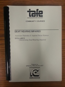 Book, Deaf/Hearing Impaired - Associate Diploma of Applied Social Science - Syllabus - Interpreting Deaf/Hearing Impaired
