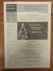 Newsletter, Voice for Deaf People - Volume 12 No. 1 December 2007