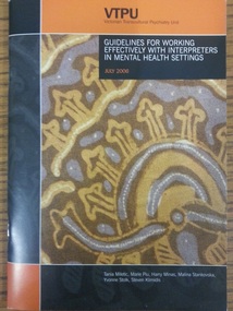 Booklet, Guidelines for Working Effectively with Interpreters in Mental Health Settings