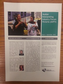 Newsletter, Auslan Interpreting Industry Forum Victoria (AIIFV) - Issue 2 September 2012