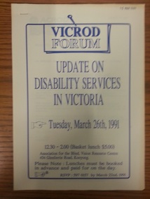Bulletin, Vicrod Forum - Update on Disability Services in Victoria