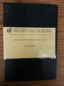 Video Cassette, Australian Caption Centre Opening 13.9.82 (Open Captions)