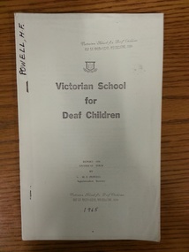 Manuscript, Victorian School for Deaf Children - Report on Overseas Tour by H F Powell 1964