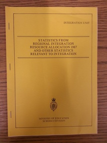 Booklet, Statistics From Regional Integration Resource Allocation 1987 And Other Statistics Relevant To Integration