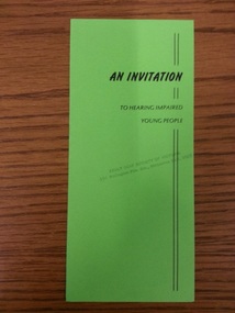 Invitation, An Invitation to Hearing Impaired Young People