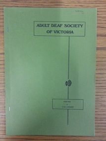 Booklet, Adult Deaf Society of Victoria Readings in Sign Language