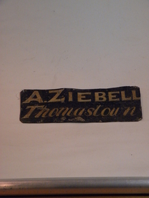 Buggy ownership plate-A Ziebell, Homemade