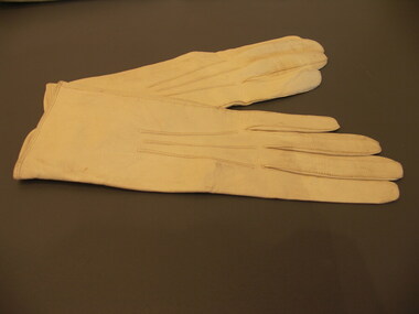Pair of men's white leather gloves