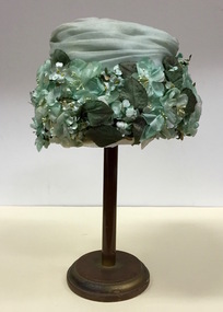 Pale Green Silk & Gauze Floral Hat