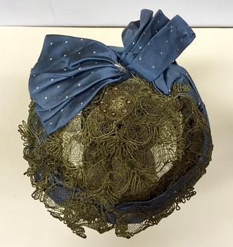 Blue Silk and Mesh Ribbon Hat