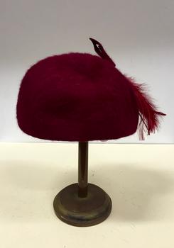 Red Velvet, Feather & Net Hat