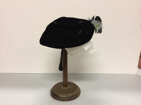 Black Corduroy, Silk & Feather Hat