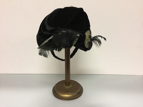 Black Corduroy, Silk & Feather Hat