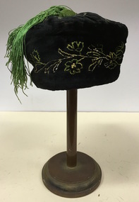 Green Velvet, Silk Embroidered Smoker's / Lounging Hat