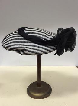 Striped Silk & Chiffon 'Cocktail' Hat