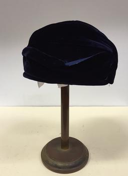 Conical Blue Velvet Hat