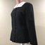Charcoal Grey Pinstripe Wool Jacket, Grey Skirt and White Blouse by Theodore and Scanlan