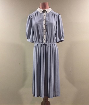 Grey & Cream Crepe Dress / by Nouvelle, 1960s