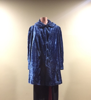 Royal Blue Crushed Velvet Evening Cape