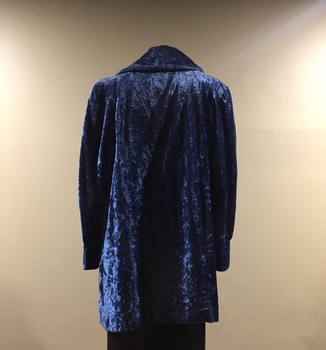 Royal Blue Crushed Velvet Evening Cape