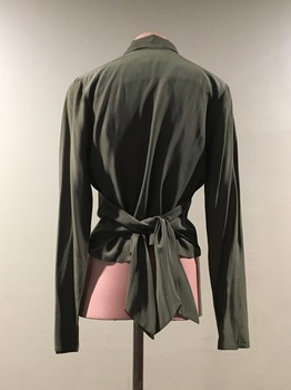 Olive Green Silk Blouse
