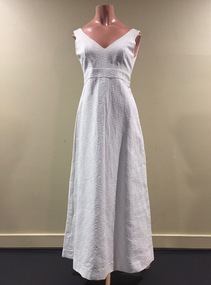 White Embossed Cotton Evening Dress