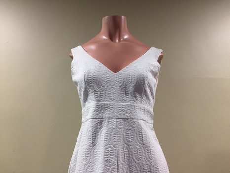 White Embossed Cotton Evening Dress