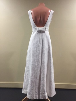 White Embossed Cotton Evening Dress
