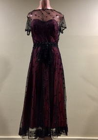 Silk Taffeta & Lace Cocktail Dress, 1950s