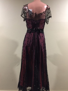 Silk Taffeta & Lace Cocktail Dress, 1950s