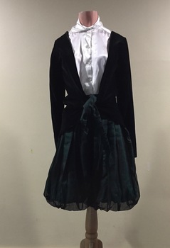 Dark Green Silk Cullottes & Black Velvet Jacket
