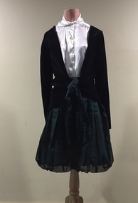 Dark Green Silk Cullottes & Black Velvet Jacket