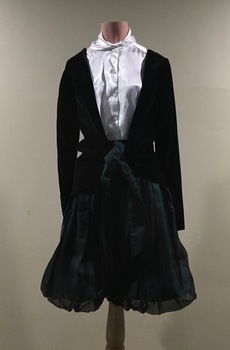 Dark Green Silk Cullottes & Black Velvet Jacket