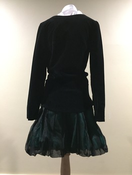 Dark Green Silk Cullottes & Black Velvet Jacket