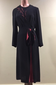 Black Crepe Dress with Pink Inserts, 1930s