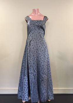 Silver & Pink Satin Cocktail Dress, 1950s