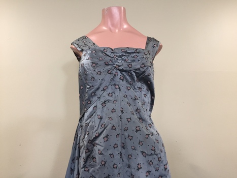 Silver & Pink Satin Cocktail Dress, 1950s