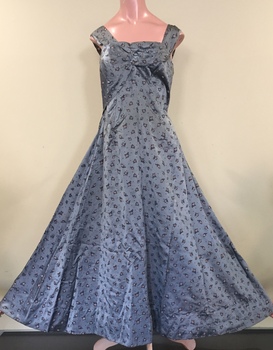 Silver & Pink Satin Cocktail Dress, 1950s