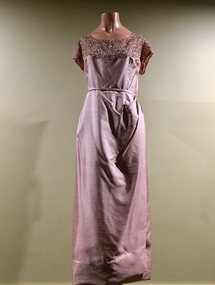 Pink Silk, Glass & Pearl Evening Dress, 1960s