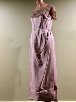 Pink Silk, Glass & Pearl Evening Dress, 1960s