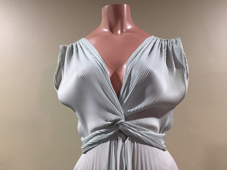  Ice-Green Sun-Ray Pleated Dress