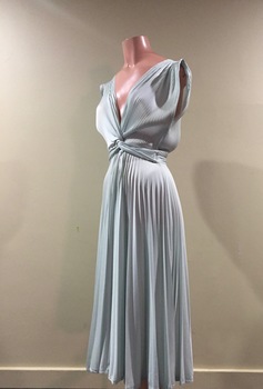  Ice-Green Sun-Ray Pleated Dress