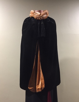 Reversible Black Velvet and Apricot Silk Evening Cape