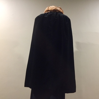 Reversible Black Velvet and Apricot Silk Evening Cape