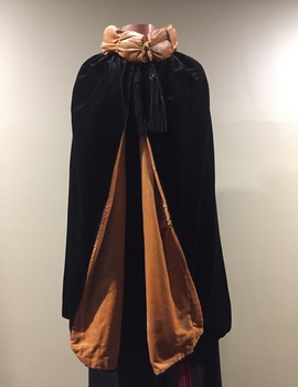 Reversible Black Velvet and Apricot Silk Evening Cape